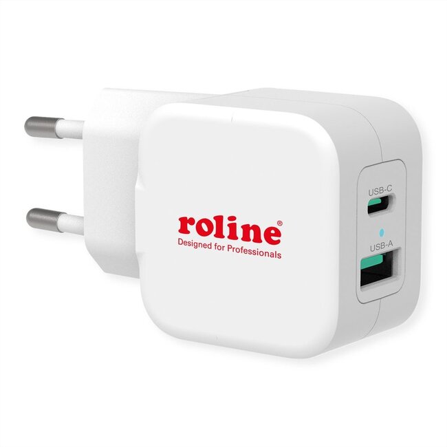 Roline thuislader met 1 USB-C PD en 1 USB-A Quick Charge 3.0 poort - 20W / wit