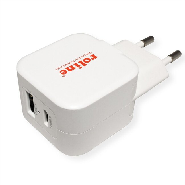 Roline thuislader met 1 USB-C PD en 1 USB-A Quick Charge 3.0 poort - 20W / wit