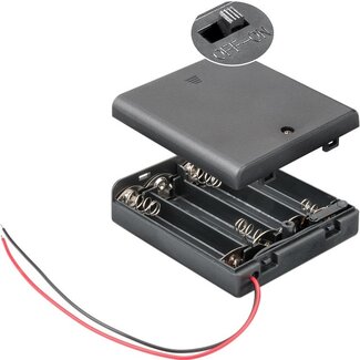 Goobay Batterijhouder voor 4 AA-batterijen - waterafstotend - kabel met open einde