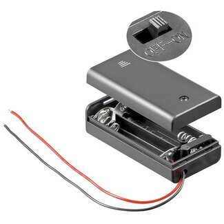 Goobay Batterijhouder voor 2 AA-batterijen - waterafstotend - kabel met open einde