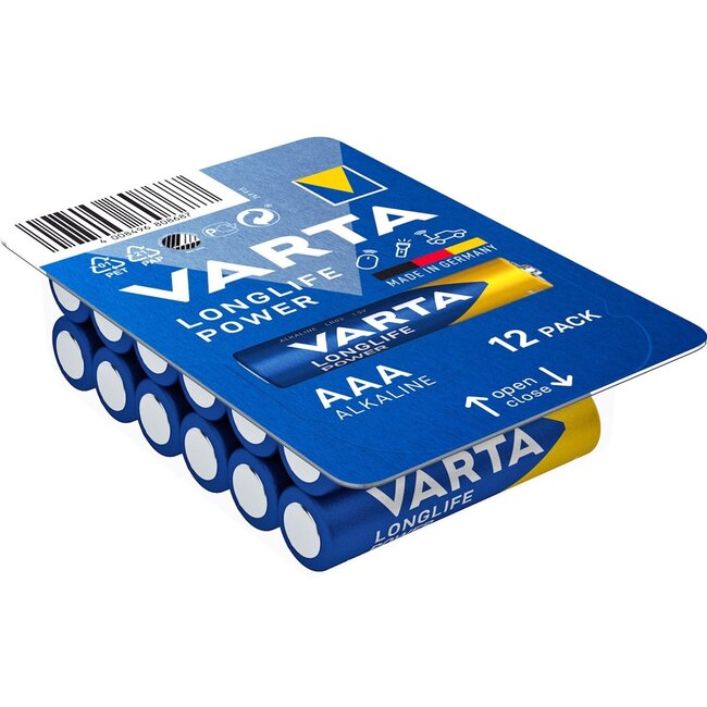 Varta AAA (LR03) Longlife Power batterijen - 12 stuks in blister