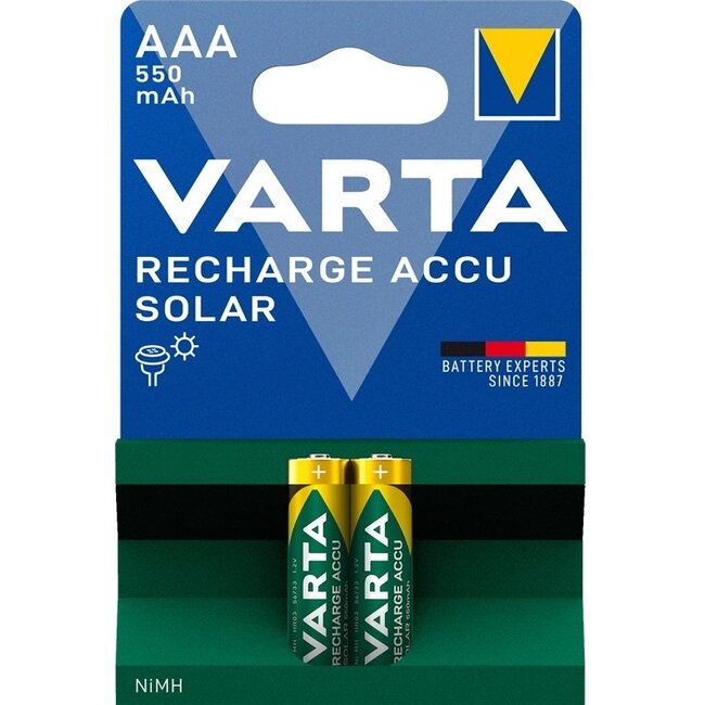 Varta AAA (HR03) Recharge Accu Solar batterijen / 550 mAh - 2 stuks in blister