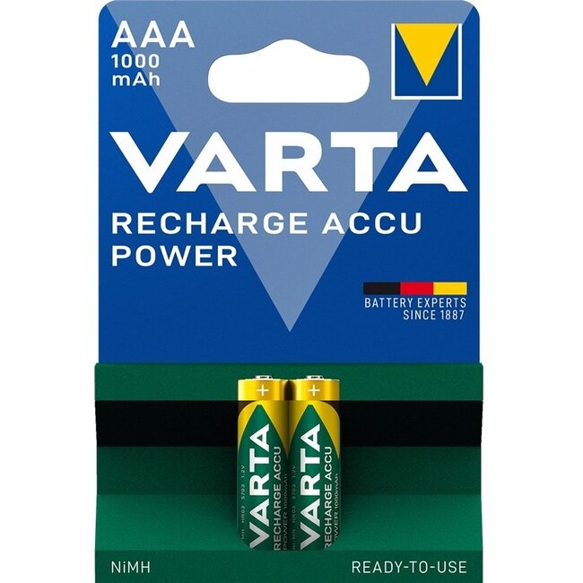 Varta AAA (HR03) Recharge Accu Power batterijen / 1000 mAh - 2 stuks in blister