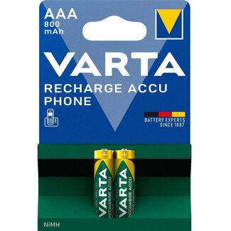 Varta Varta AAA (HR03) Recharge Accu Phone batterijen / 800 mAh - 2 stuks in blister