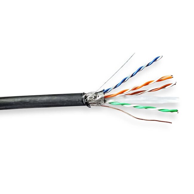 Nedis S/FTP CAT6 Gigabit outdoor netwerkkabel met vaste aders - AWG24 / zwart - 100 meter