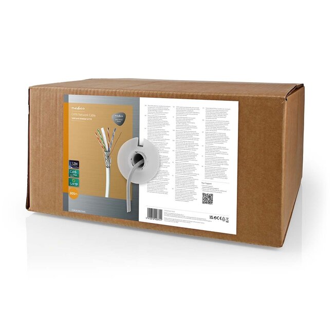 Nedis S/FTP CAT6 Gigabit netwerkkabel met vaste aders - AWG24 / LSZH / grijs - 305 meter
