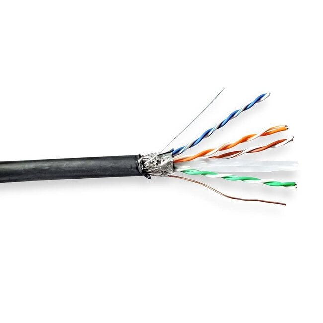 Nedis S/FTP CAT6 Gigabit outdoor netwerkkabel met vaste aders - AWG24 / zwart - 305 meter