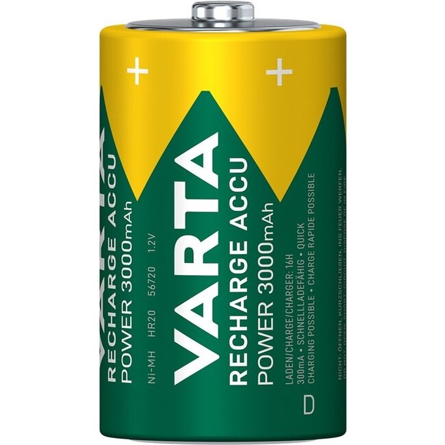 Varta D (HR20) Recharge Accu Power batterijen / 3000 mAh - 2 stuks in blister