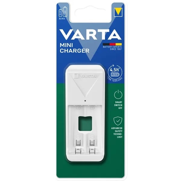 Varta 57656 101 401. Geschikt voor: Huishoudelijke batterij, Type stroombron: AC, Compatibele batterij technologiën: Nikkel-Metaalhydride (NiMH). Kleur van het product: Wit. Output