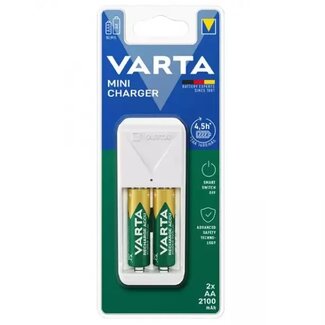 Varta Varta Easy Mini Charger batterijenlader voor AA/AAA met 2x AA / 2100 mAh / wit