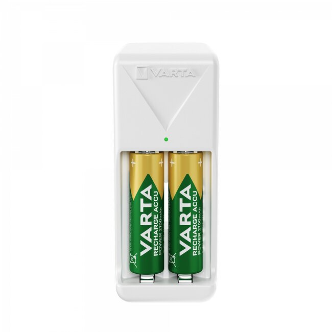 Varta Easy Mini Charger batterijenlader voor AA/AAA met 2x AA / 2100 mAh / wit