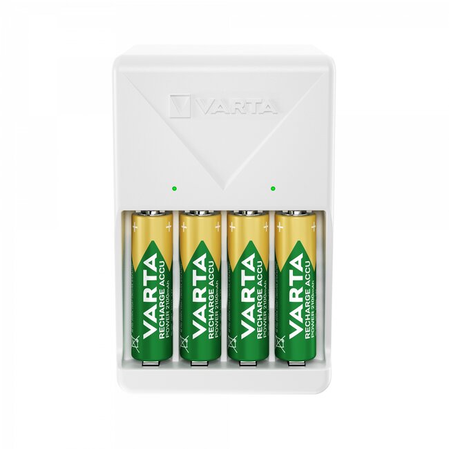 Varta Easy Plug Charger batterijenlader voor AA/AAA met 4x AA / 2100 mAh / wit