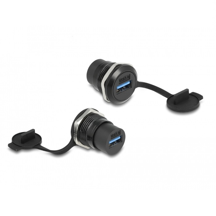 USB naar USB inbouw adapter met beschermkap - USB3.0 / zwart