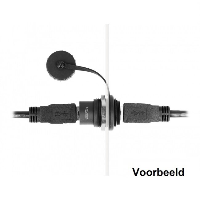 USB naar USB inbouw adapter met beschermkap - USB3.0 / zwart