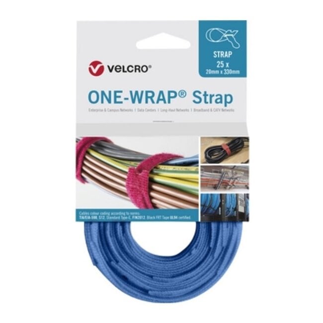 Velcro One-Wrap klittenband kabelbinders 330 x 12mm / blauw (25 stuks)