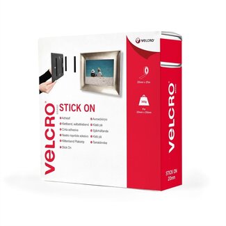 Velcro Velcro Stick On klittenband rol 2-delig (zelfklevend) 20mm / zwart (25 meter)