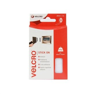 Velcro Velcro Stick On klittenband rol 2-delig (zelfklevend) 20mm / wit (1 meter)