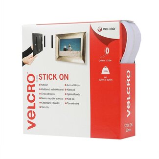 Velcro Velcro Stick On klittenband rol 2-delig (zelfklevend) 20mm / wit (10 meter)