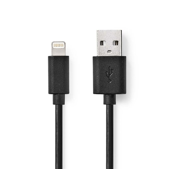 Nedis 8-pins Lightning naar USB-A kabel - USB2.0 - tot 2,4A / zwart - 2 meter