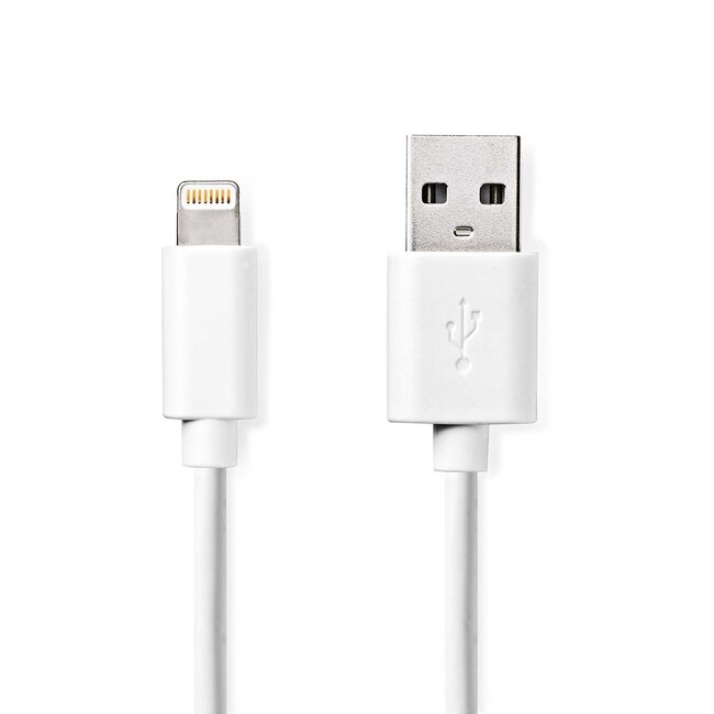 Nedis 8-pins Lightning naar USB-A kabel - USB2.0 - tot 2,4A / wit - 2 meter
