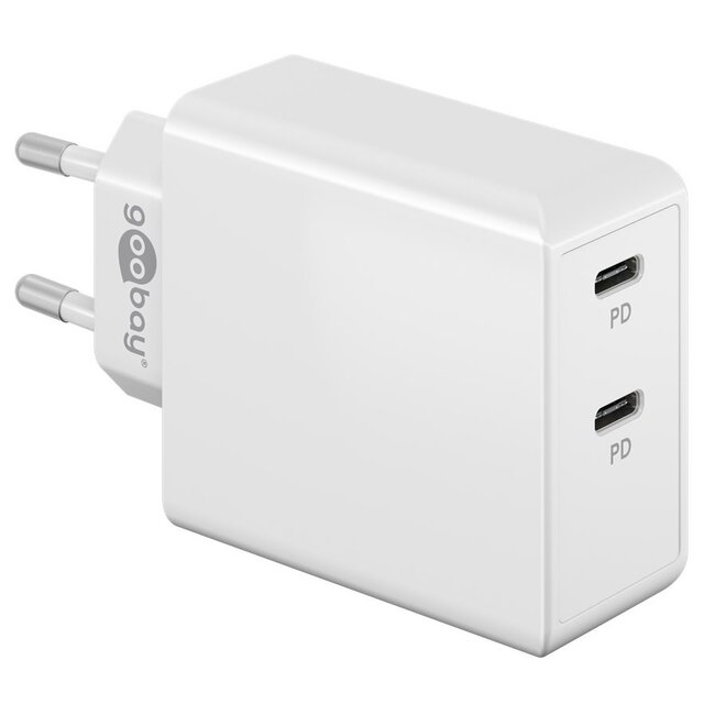 Goobay thuislader met 2 USB-C PD poorten - 36W / wit