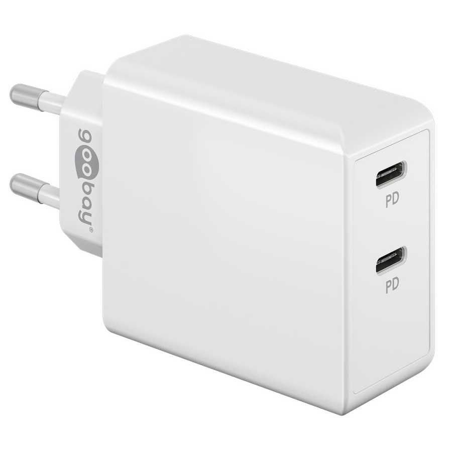 Goobay Dual USB-C Snelle Stopcontact Lader - 36W - Wit