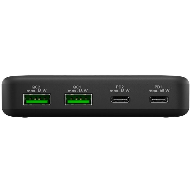 Goobay thuislader met 2 USB-C PD en 2 USB-A QC poorten - GaN - 65W / zwart