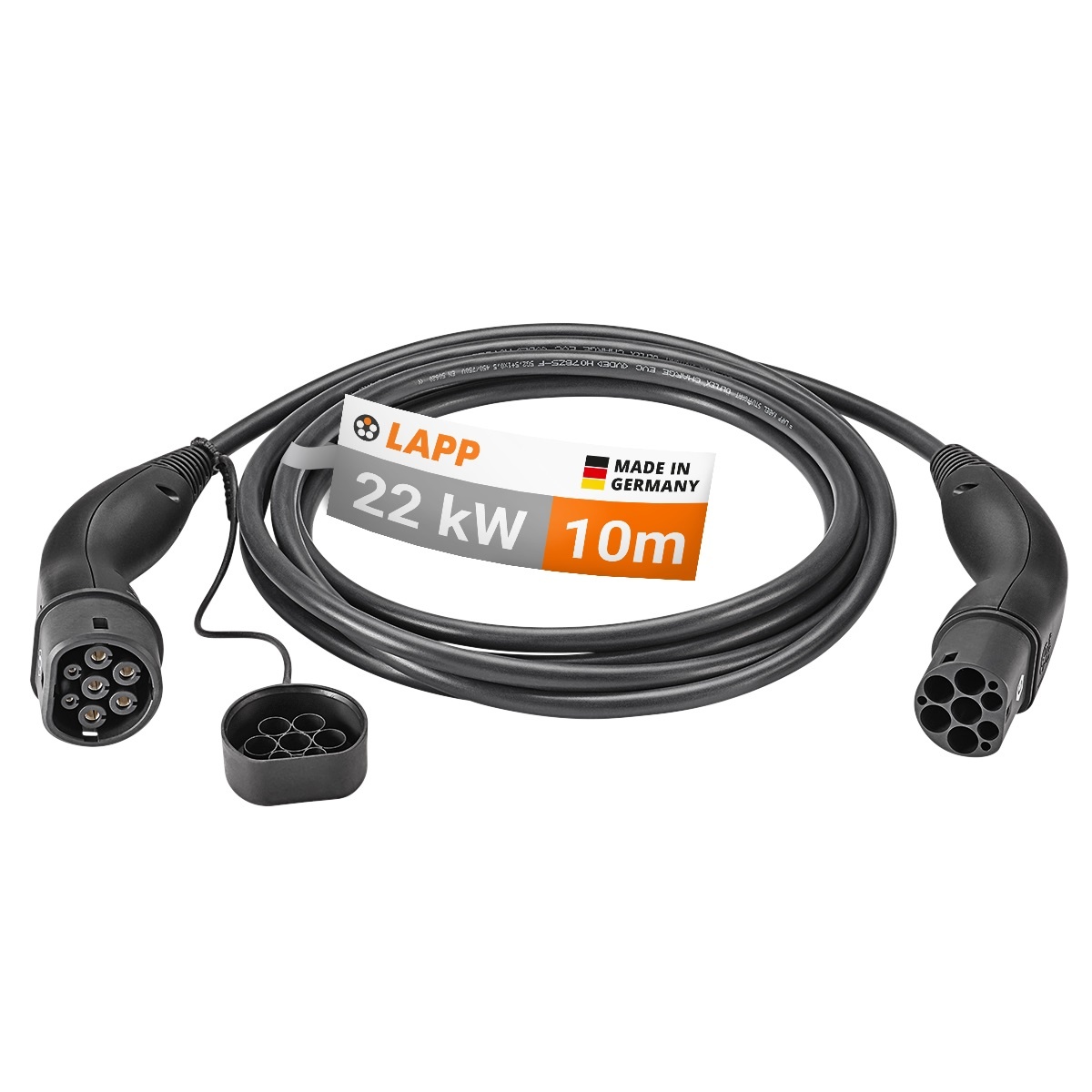 Type 2 EV Oplaadkabel - Tot 22 kW - 10 meter -  Zwart