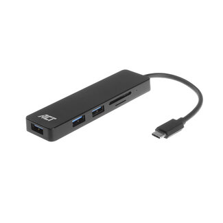 ACT ACT USB-C hub met 3 poorten en kaartlezer - busgevoed - USB3.0 / zwart - 0,10 meter