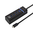 ACT USB-C hub met 4 poorten - busgevoed - USB3.0 / zwart - 0,30 meter