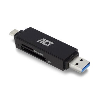 ACT ACT USB Cardreader met USB-C/USB-A connector en 2 kaartsleuven - voor (Micro) SD/TF/MMC - USB3.0