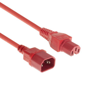 ACT C15 - C14 stroomkabel voor UPS/PDU - 3x 1,00mm (rubber) / rood - 0,50 meter