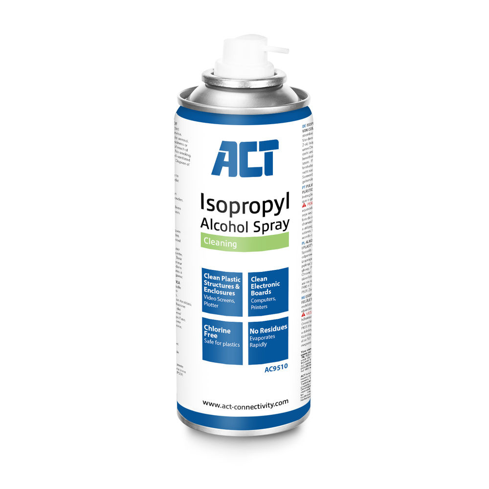 ACT Isopropyl Spray Alcohol – Geschikt voor schoonmaak van computer, printer en onderdelen - 200 ml – AC9510
