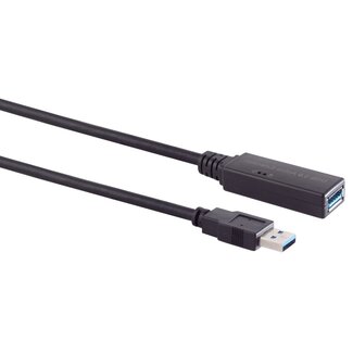 S-Impuls Actieve USB naar USB verlengkabel - voeding via Micro USB - USB3.0 - tot 0,9A - 10 meter