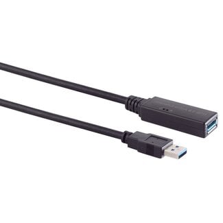 S-Impuls Actieve USB naar USB verlengkabel - voeding via Micro USB - USB3.0 - tot 0,9A - 15 meter