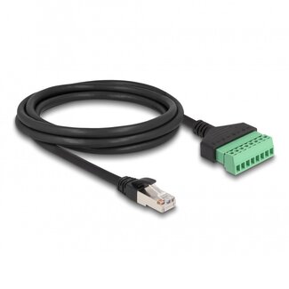 DeLOCK RJ45 (m) - Terminal Block (2-delig)  kabel - U/UTP - CAT6 Gigabit / zwart - 2 meter