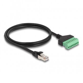 DeLOCK RJ45 (m) - Terminal Block (2-delig)  kabel - U/UTP - CAT6 Gigabit / zwart - 1 meter