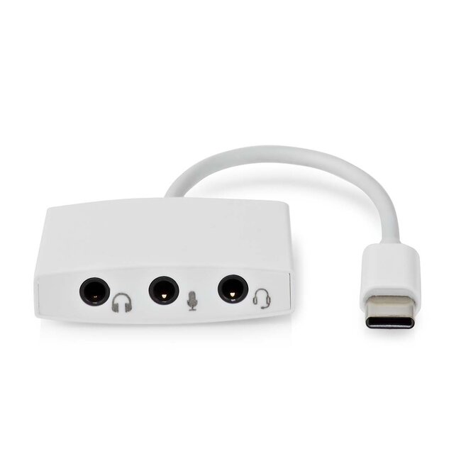 Nedis USB-C naar 3x 3,5mm Jack audio adapter - actief / wit - 0,10 meter