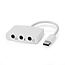 Nedis USB-C naar 3x 3,5mm Jack audio adapter - actief / wit - 0,10 meter