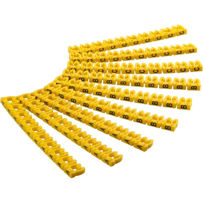 Goobay markeerclips (A-B-C) voor kabels - 3,8 - 5,9 mm - 90 stuks / geel