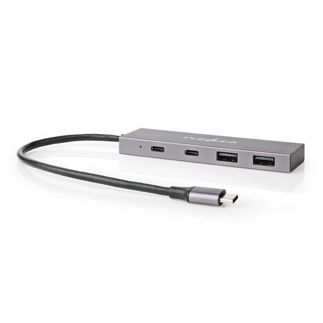 Nedis USB-C hub met 2x USB-A en 2x USB-C poort - USB3.2 (tot 10 Gbit/s) / aluminium - 0,15 meter