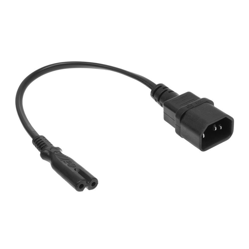C14 - C7 Stroomkabel - 2 x 0,75mm2 - 0,2 meter - Zwart