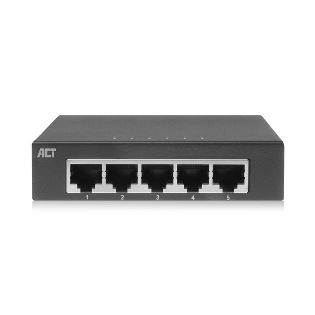 ACT Gigabit Ethernet Switch met 5 poorten - metalen behuizing / zwart