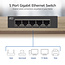 ACT Gigabit Ethernet Switch met 5 poorten - metalen behuizing / zwart