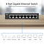 ACT Gigabit Ethernet Switch met 8 poorten - metalen behuizing / zwart
