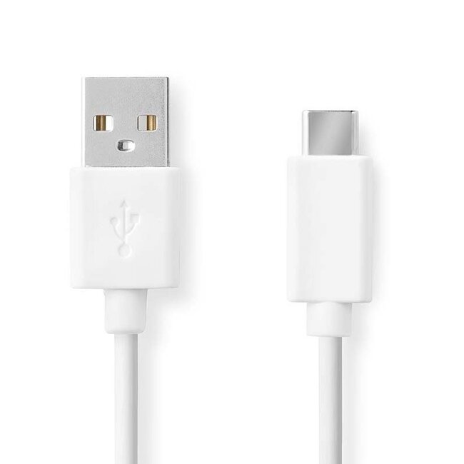 Nedis USB-C naar USB-A kabel - USB2.0 - tot 3A / wit - 1 meter
