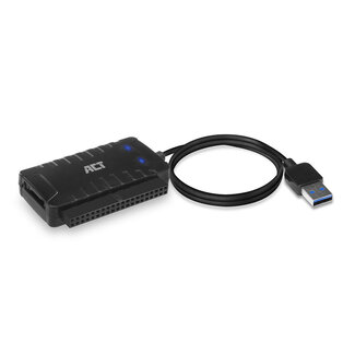 ACT ACT USB-A naar SATA/IDE adapter voor 2,5'', 3,5'' en 5,25'' HDD/SSD - USB3.0 (5 Gbps) / zwart