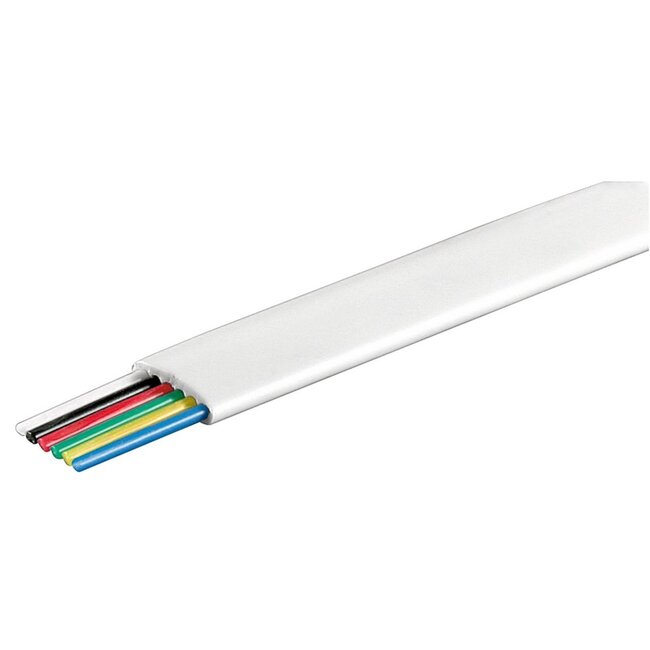 Telefoonkabel 6-aderig op rol - CCA (AWG28) / wit - 100 meter
