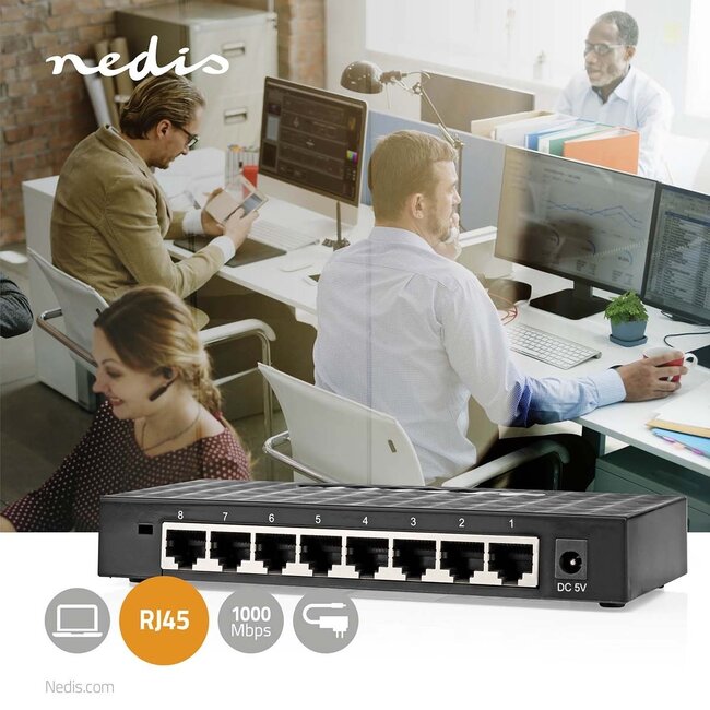 Nedis Gigabit Ethernet Switch met 8 poorten / zwart