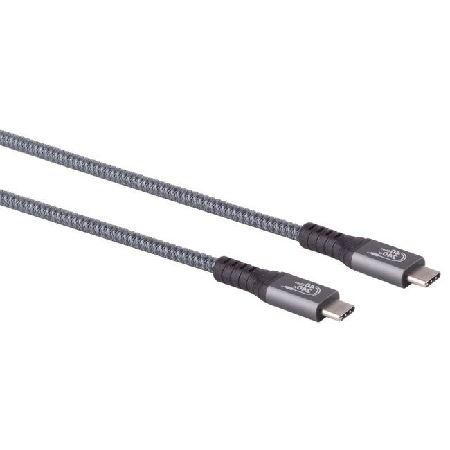 Premium USB-C naar USB-C kabel - USB4 (tot 40 Gbit/s) - PD3.1 tot 240W - video tot 8K 60Hz / zwart - 0,25 meter